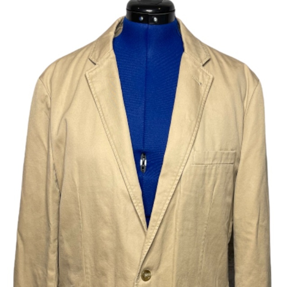 J.Crew Large Tall khaki 2 button 100% cotton fully lined mens blazer - Picture 5 of 10